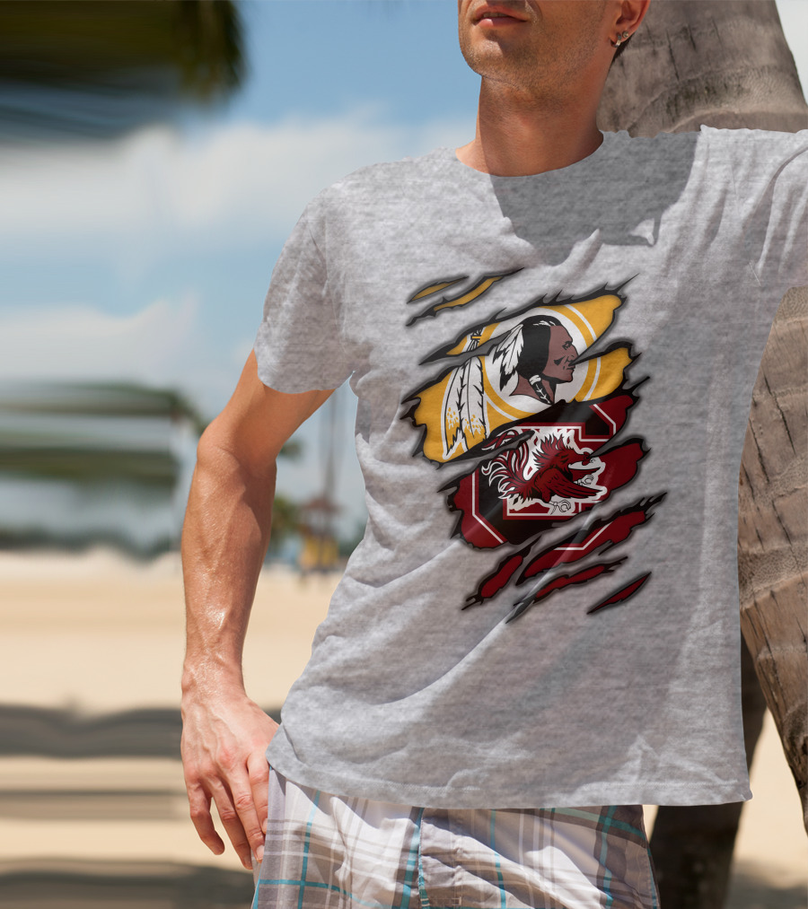 Redskins South Carolina Gamecocks Logo Mashup T-Shirt