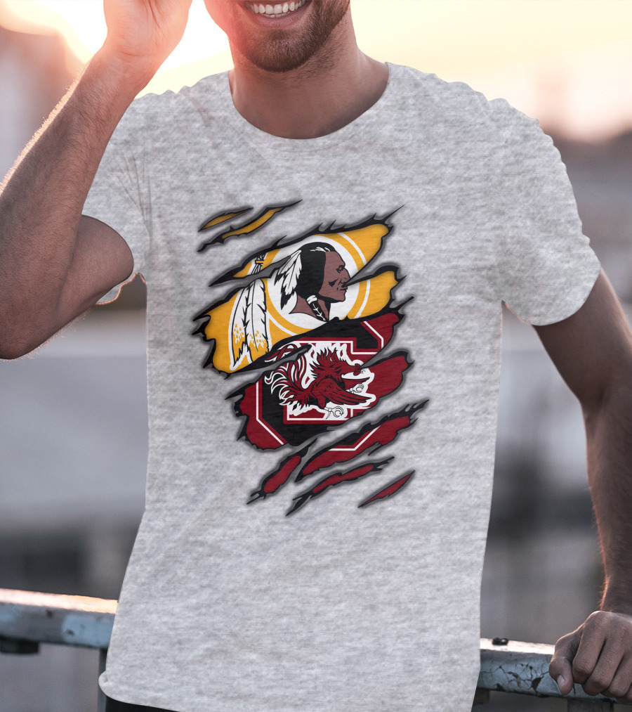 Redskins South Carolina Gamecocks Logo Mashup T-Shirt