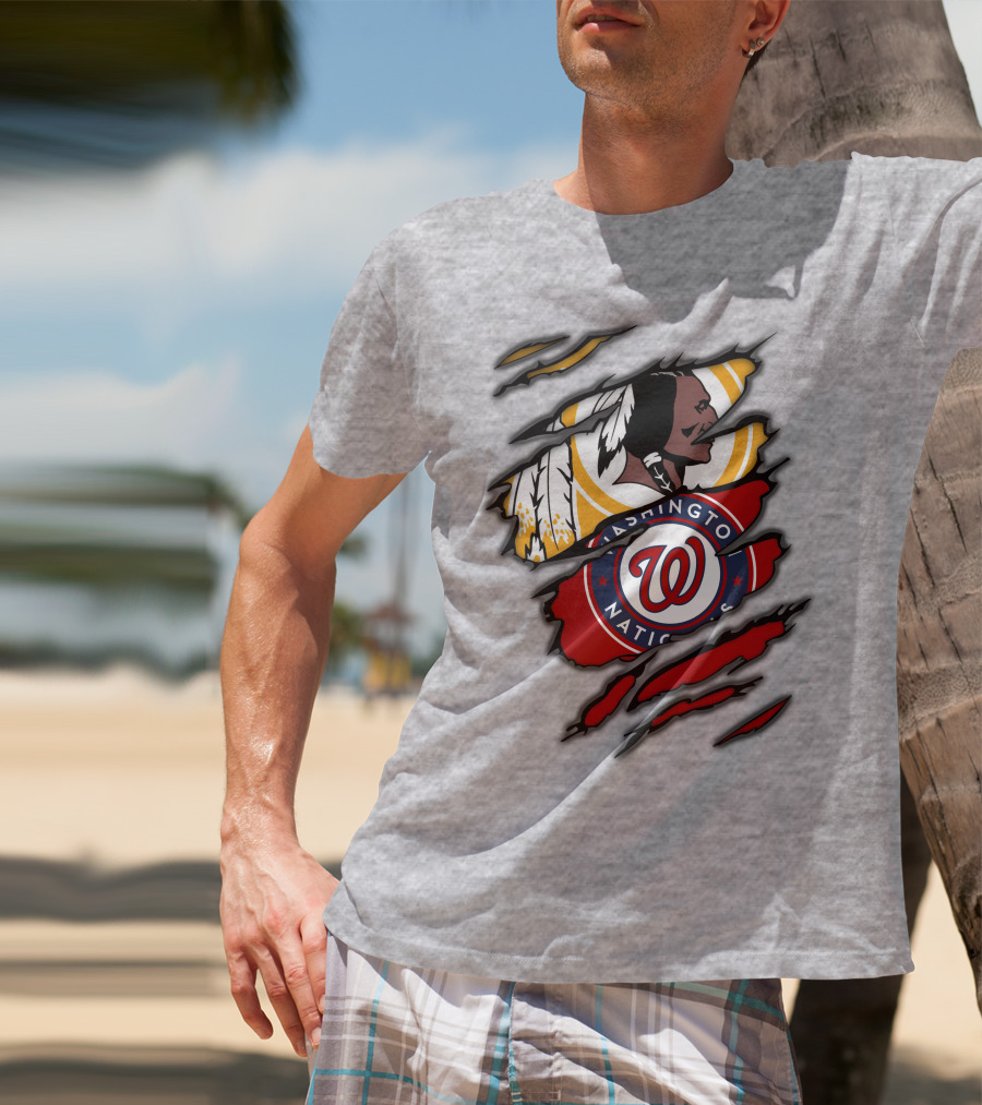 Washington Redskins And Washington Nationals Logo Mashup T-Shirt