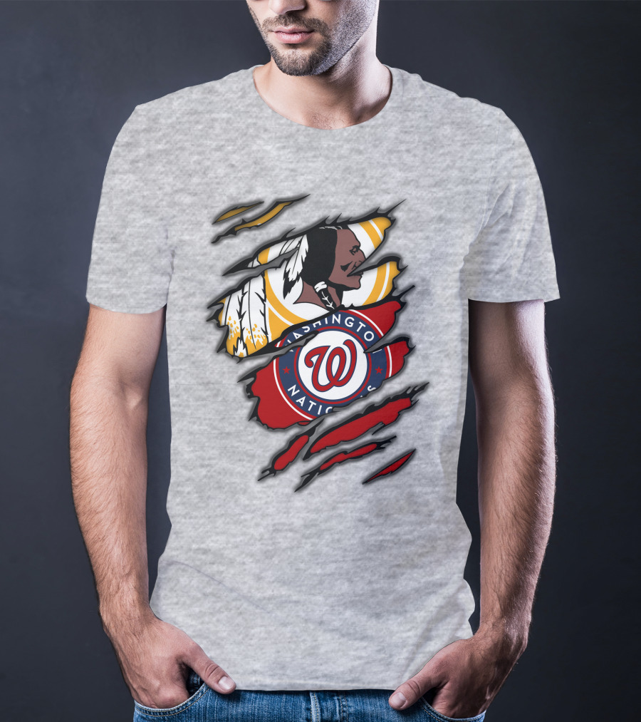 Washington Redskins And Washington Nationals Logo Mashup T-Shirt