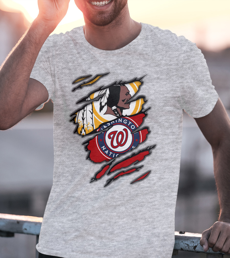 Washington Redskins And Washington Nationals Logo Mashup T-Shirt
