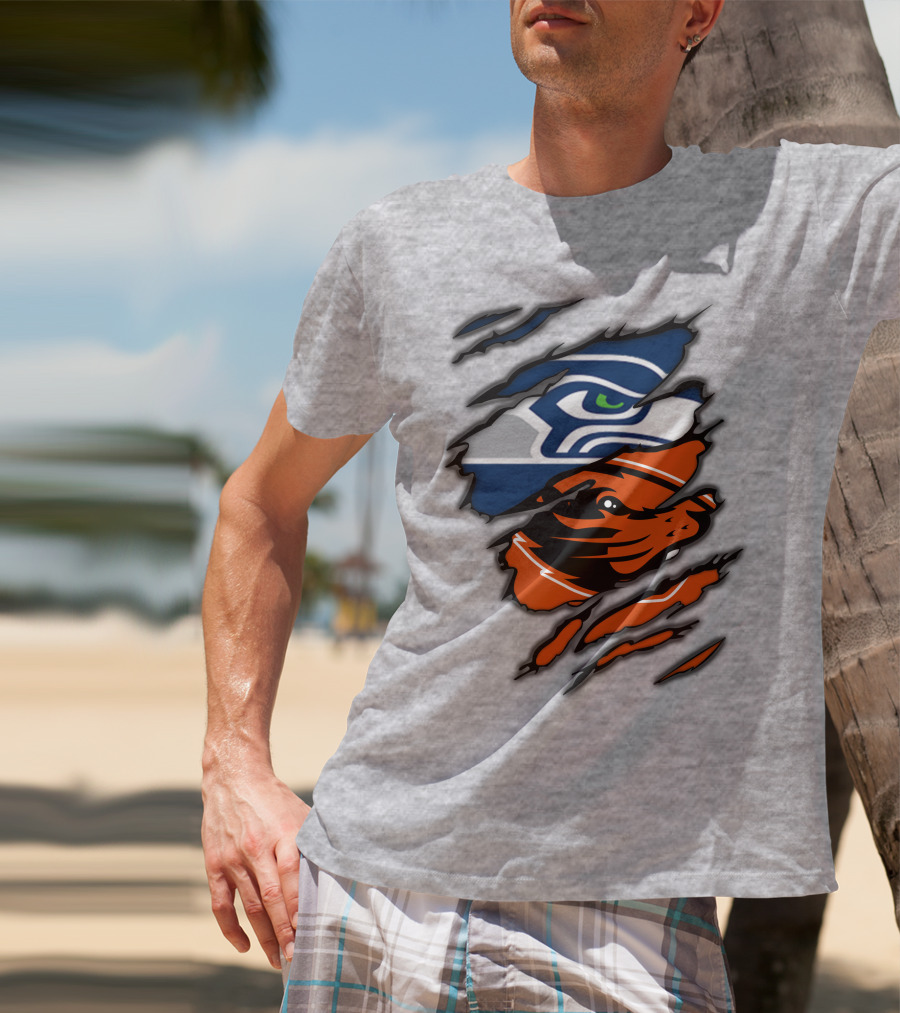 Seahawks Beavers Logo Slash Fusion T-Shirt