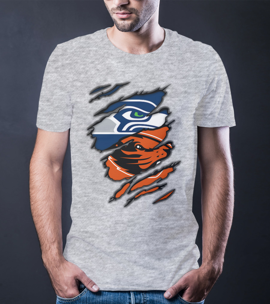 Seahawks Beavers Logo Slash Fusion T-Shirt