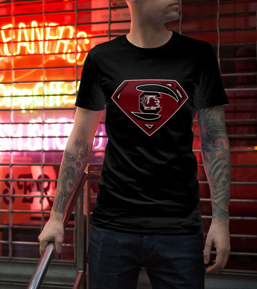 Superman Gamecocks Emblem With University Of South Carolina T-Shirt