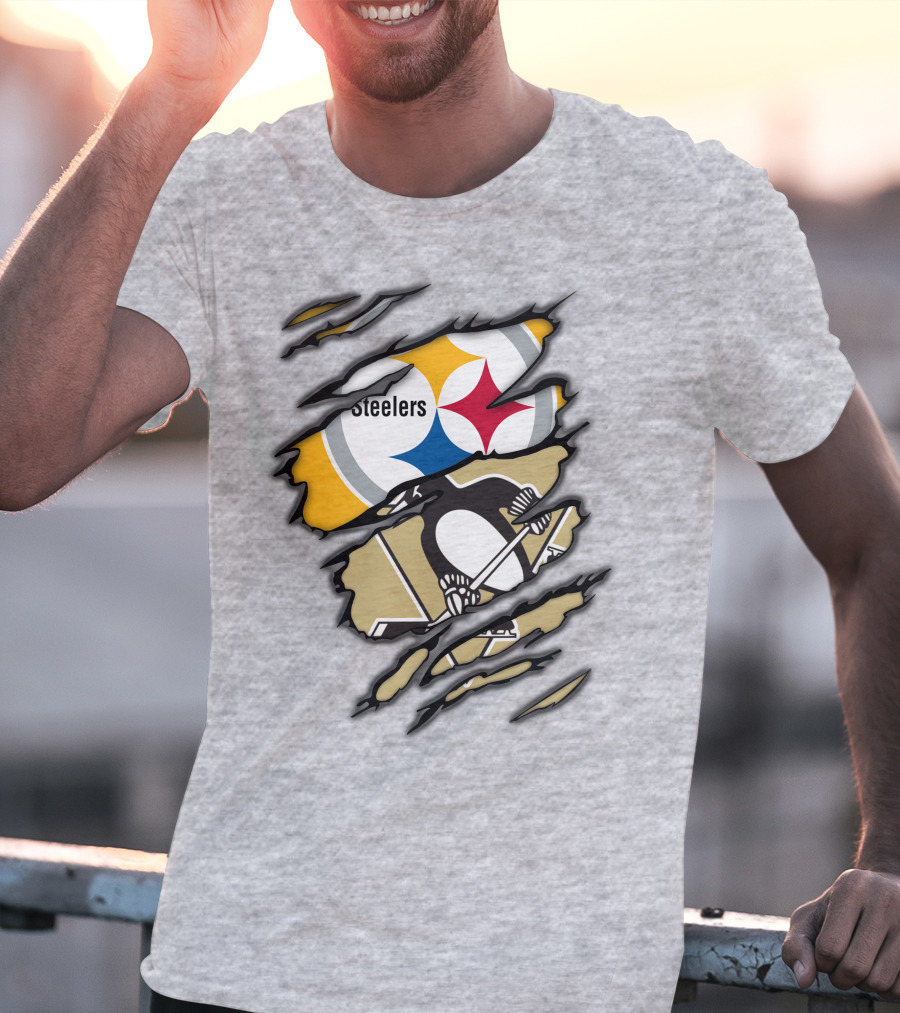 Steelers Penguins Ripped Claw T-Shirt