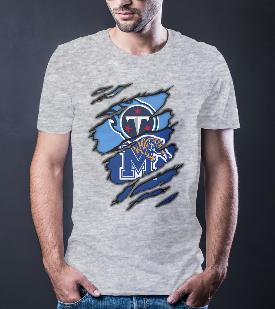 Tennessee Titans Memphis Tigers Claw Marks Logo Fusion T-Shirt