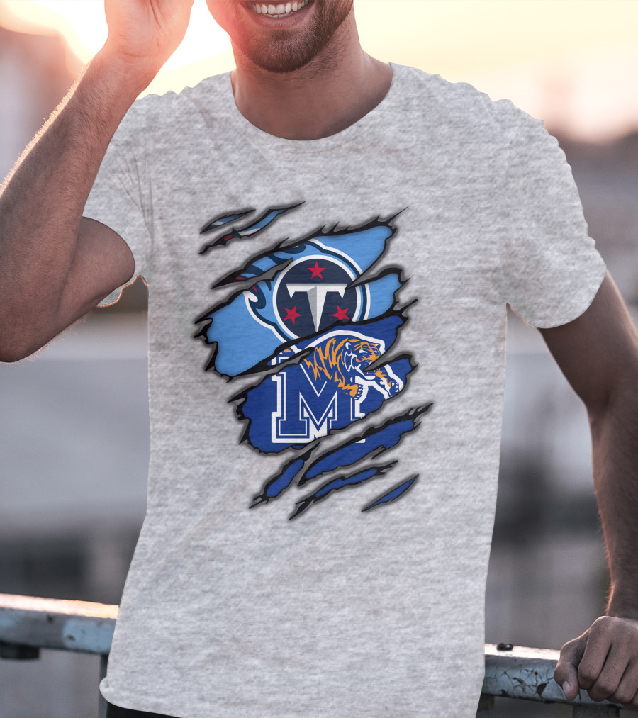 Tennessee Titans Memphis Tigers Claw Marks Logo Fusion T-Shirt