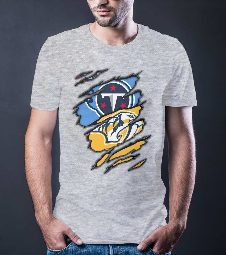 Tennessee Titans Nashville Predators Claw Logo Mashup T-Shirt
