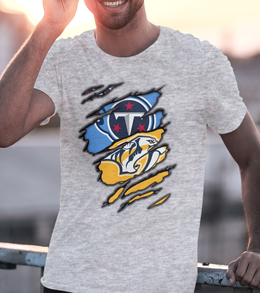 Tennessee Titans Nashville Predators Claw Logo Mashup T-Shirt