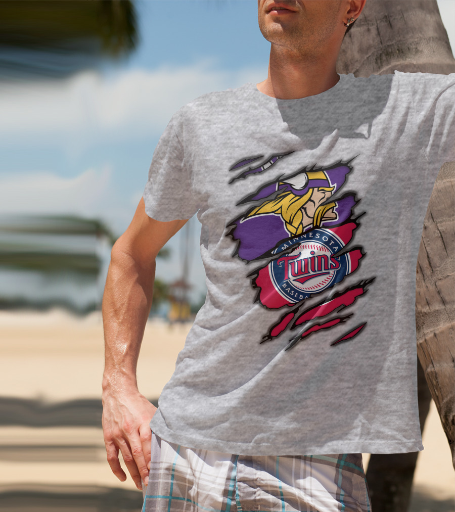 Minnesota Vikings And Twins Baseball Fusion T-Shirt