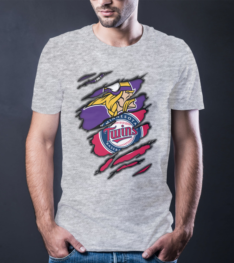 Minnesota Vikings And Twins Baseball Fusion T-Shirt