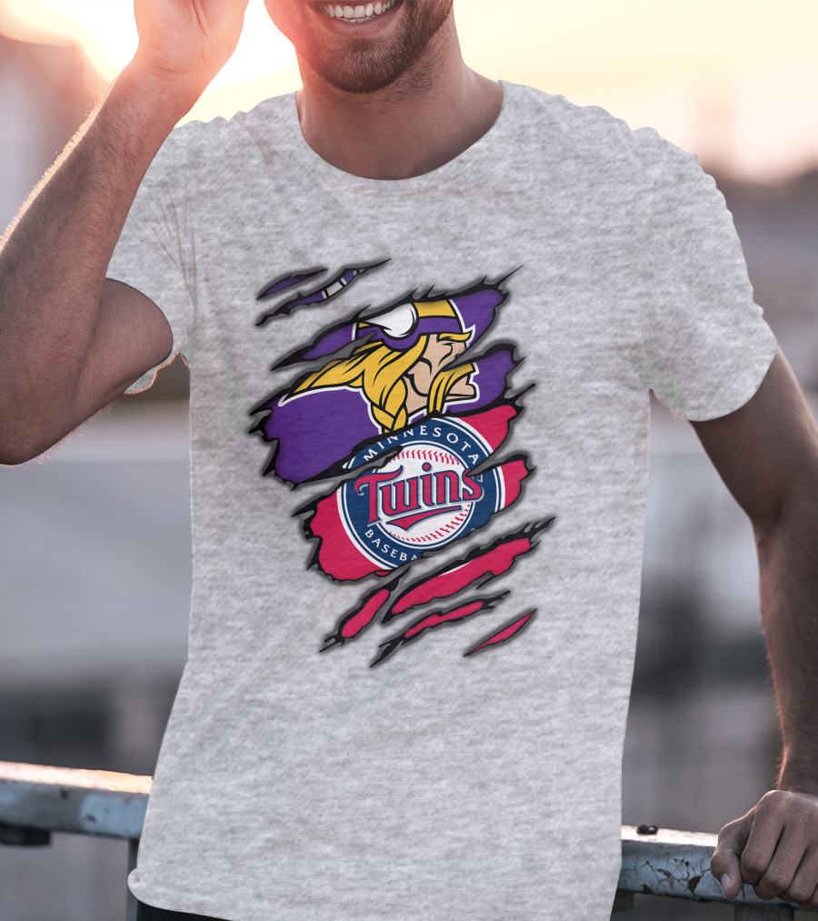 Minnesota Vikings And Twins Baseball Fusion T-Shirt