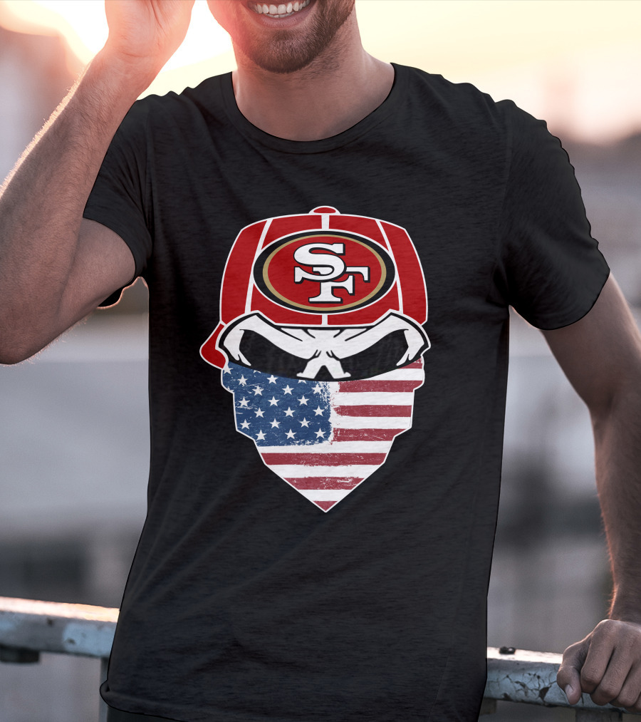 49ers Skull Sf American Flag Bandana T-Shirt