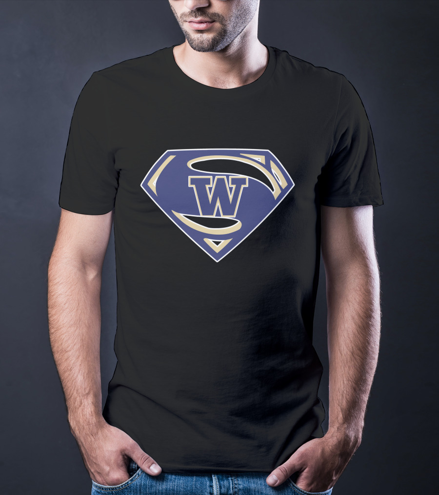 Superman W Huskies Logo With Iconic Shield T-Shirt