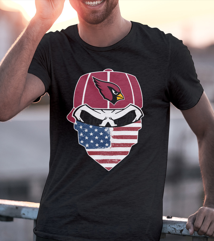 Cardinals Skull American Flag Bandana T-Shirt