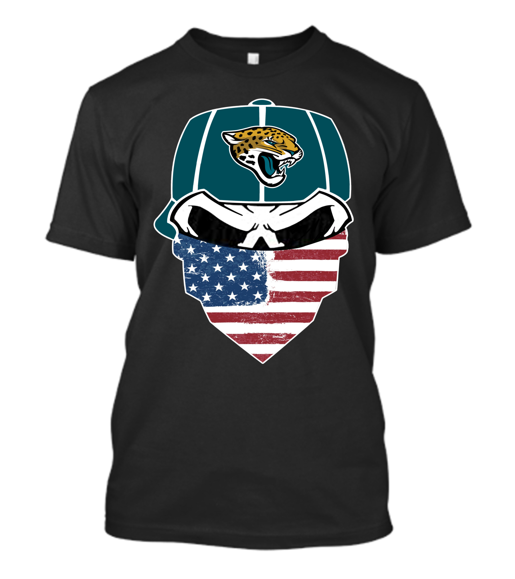 Jaguars Skull American Flag Bandana T-Shirt