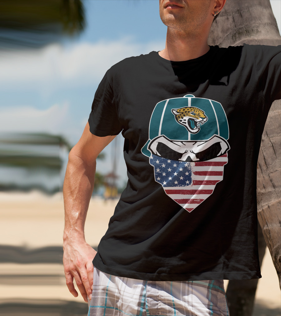 Jaguars Skull American Flag Bandana T-Shirt