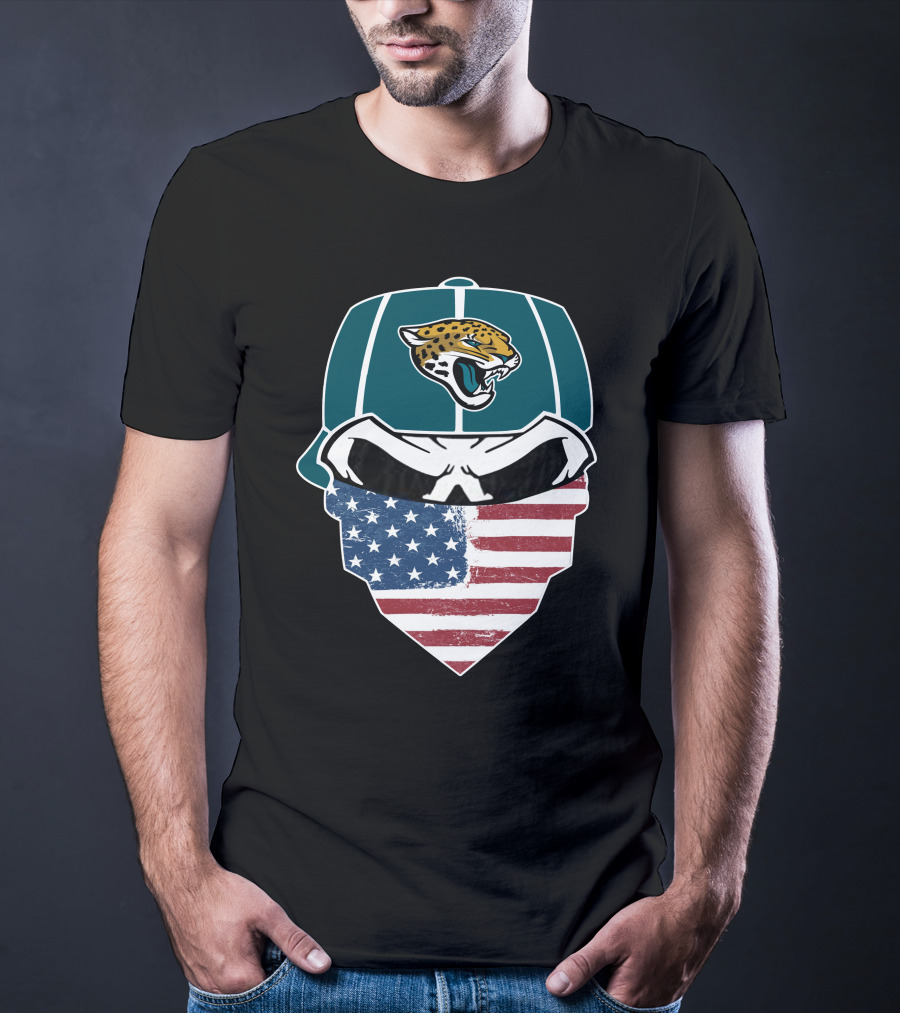 Jaguars Skull American Flag Bandana T-Shirt