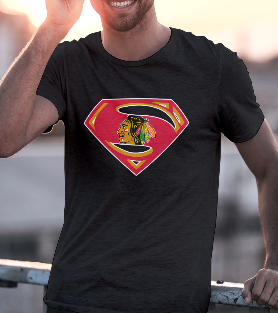 Superman Chicago Blackhawks Logo Combination T-Shirt