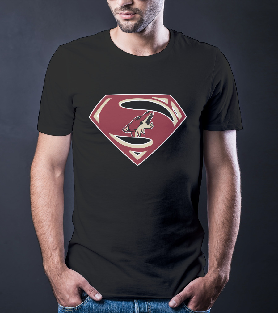 Superman Coyotes Symbol With Howling Coyote Within Red Diamond Crest T-Shirt