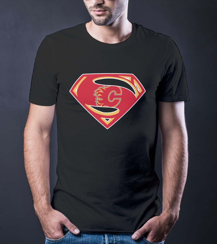 Superman Calgary Flames Logo Fusion T-Shirt