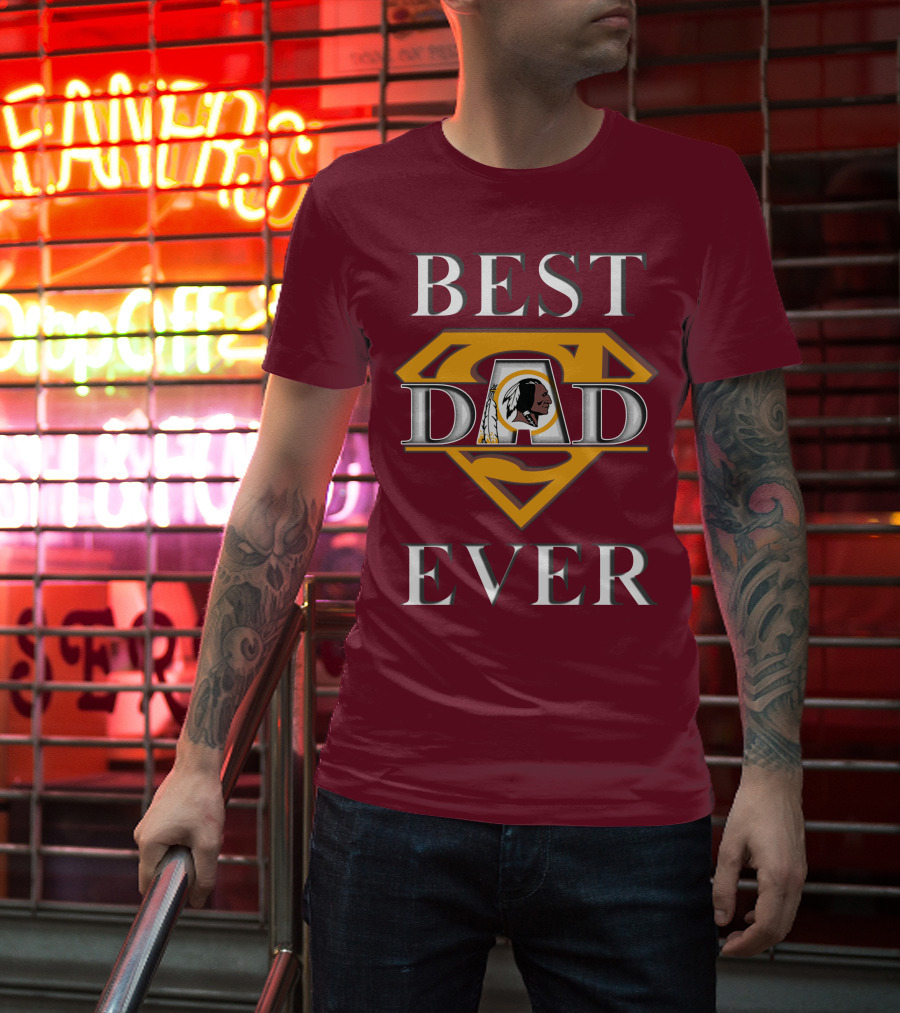 Best Dad Ever Redskins Logo Superman Symbol T-Shirt