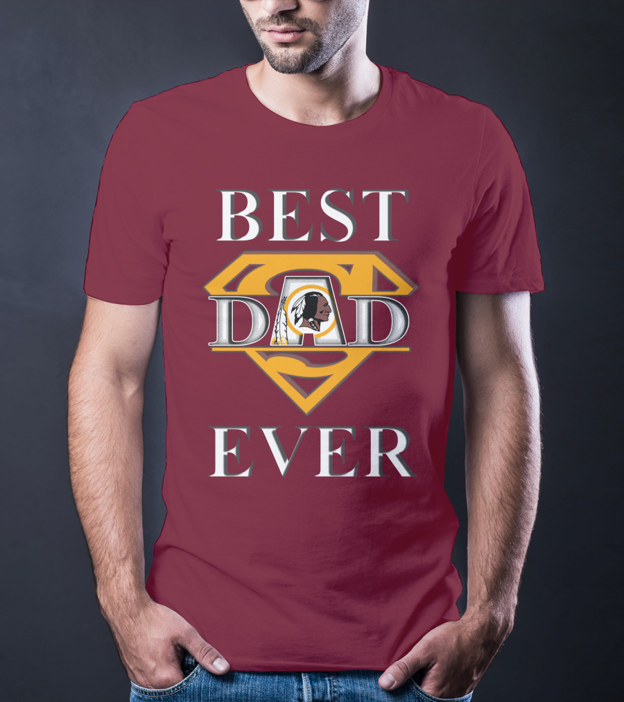 Best Dad Ever Redskins Logo Superman Symbol T-Shirt