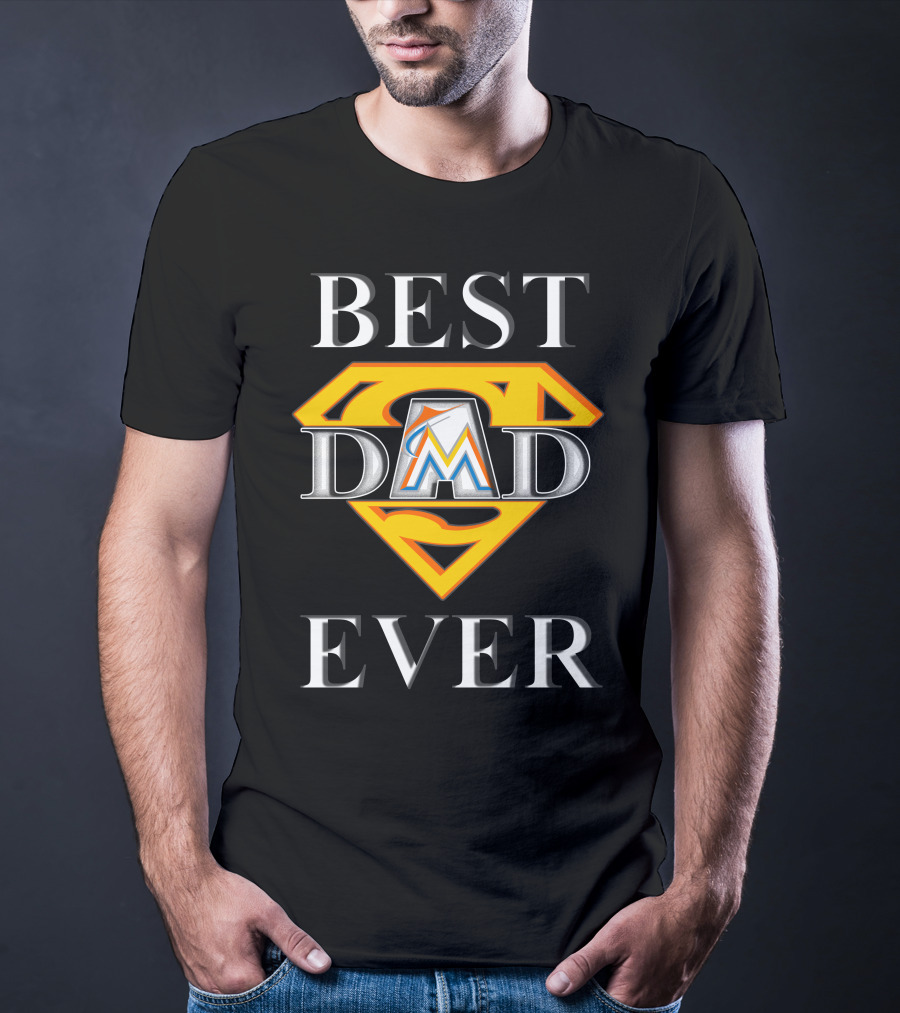 Best Dad Ever Miami Marlins Superman T-Shirt