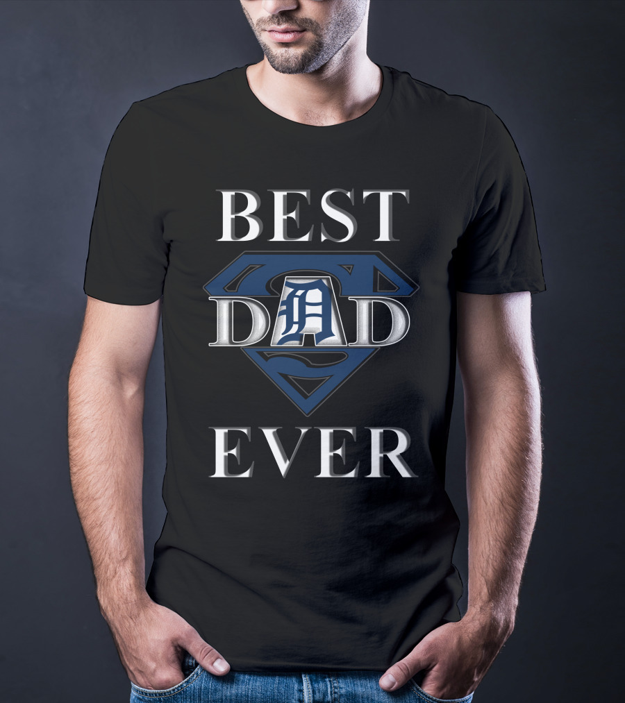 Best Dad Ever Detroit Baseball Superman Shield T-Shirt