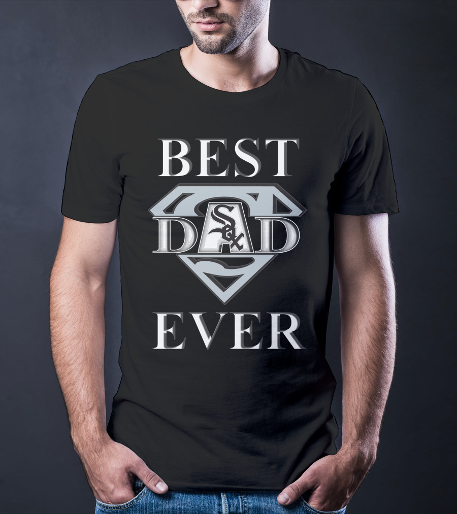 Best Dad Ever White Sox Logo Superman Shield T-Shirt