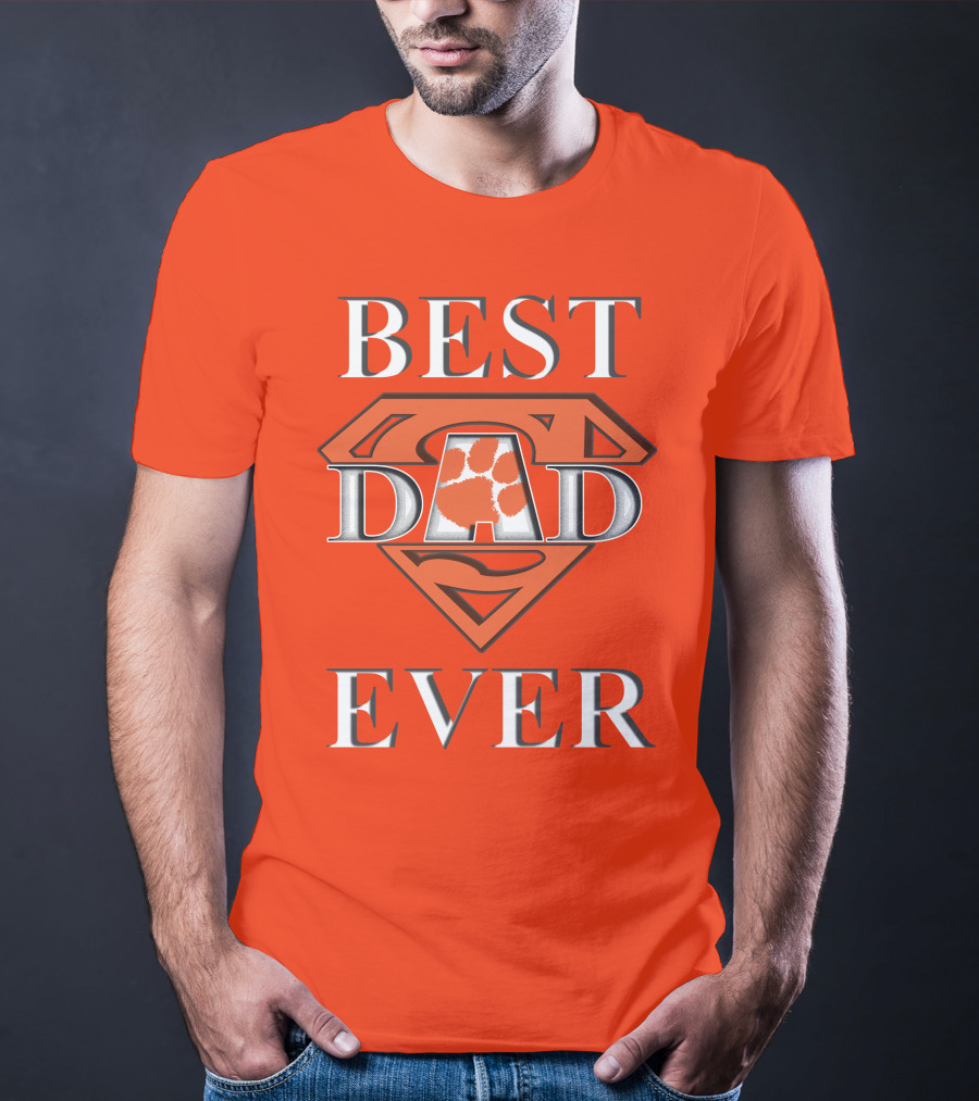 Best Dad Ever Clemson Tiger Paw Superman T-Shirt