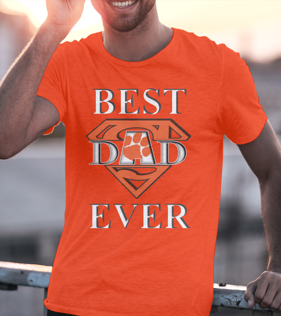 Best Dad Ever Clemson Tiger Paw Superman T-Shirt