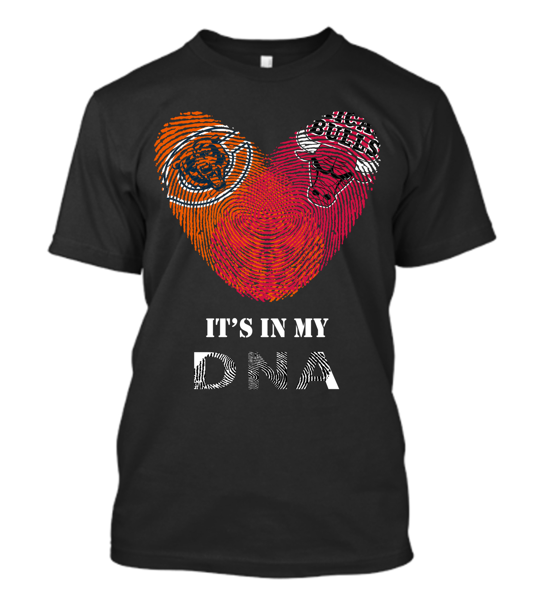 Chicago Bears Bulls It's In My Dna Fingerprint Heart T-Shirt