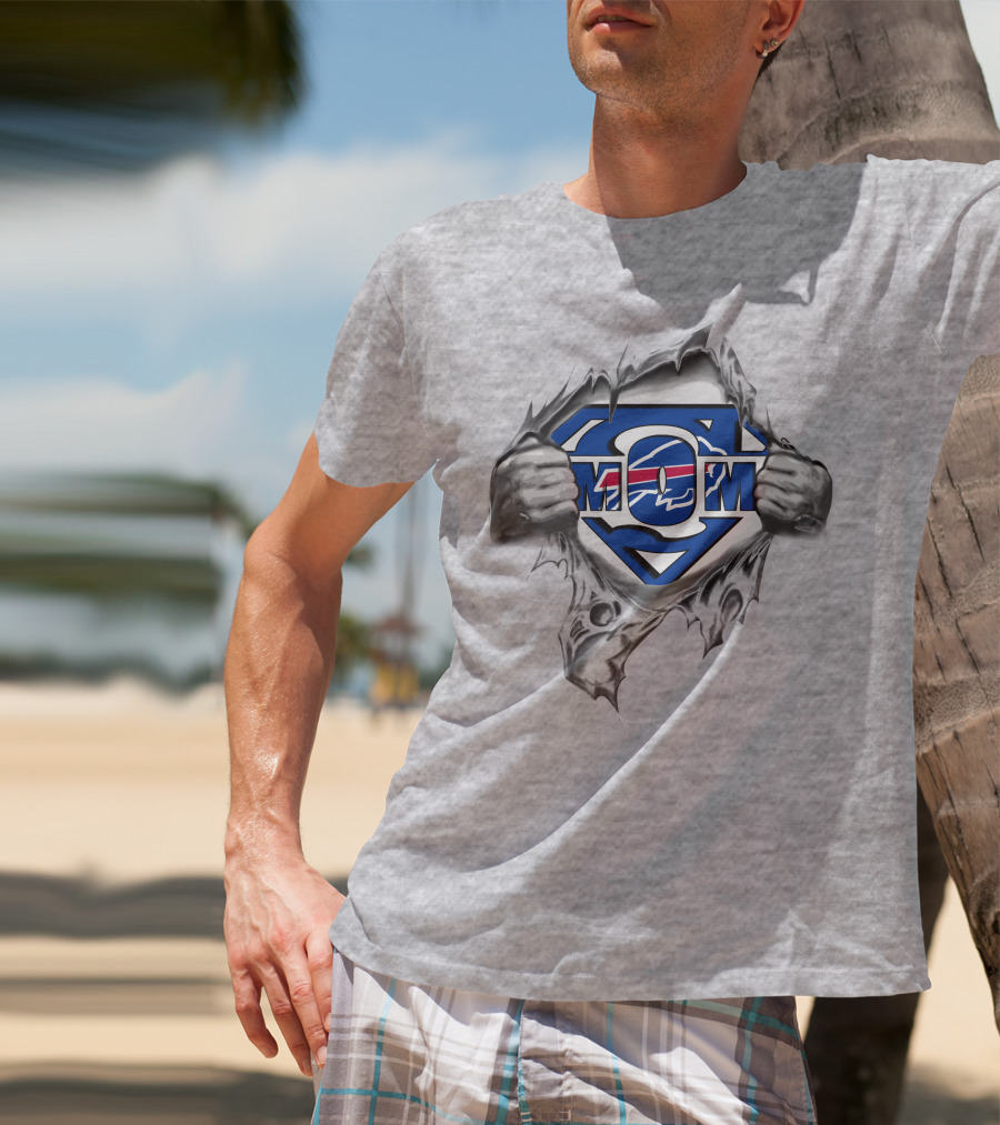 Bills Super Mom Superman Logo With Buffalo Football Theme T-Shirt