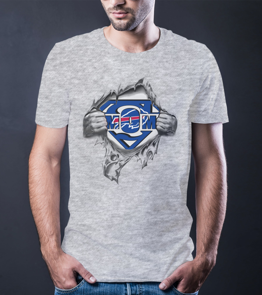 Bills Super Mom Superman Logo With Buffalo Football Theme T-Shirt