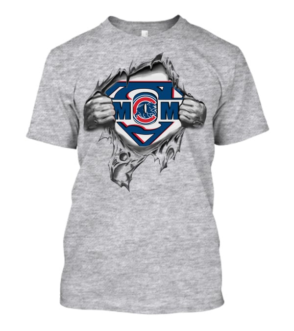 Chicago Cubs Superman Mom Logo Tear Reveal T-Shirt