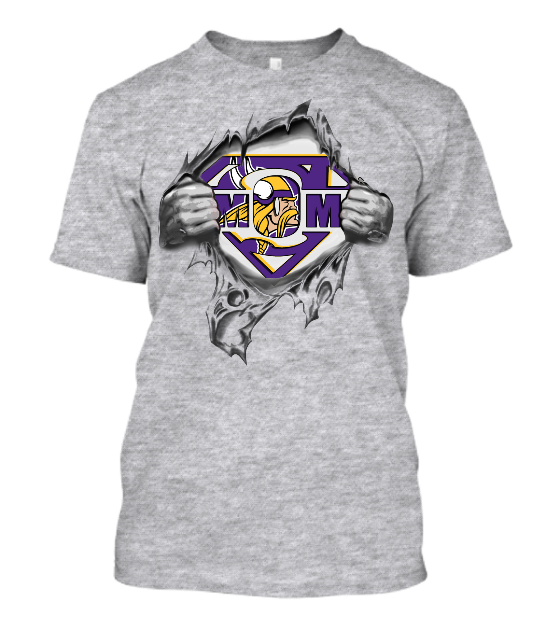Vikings Super Mom Shield Torn Reveal T-Shirt