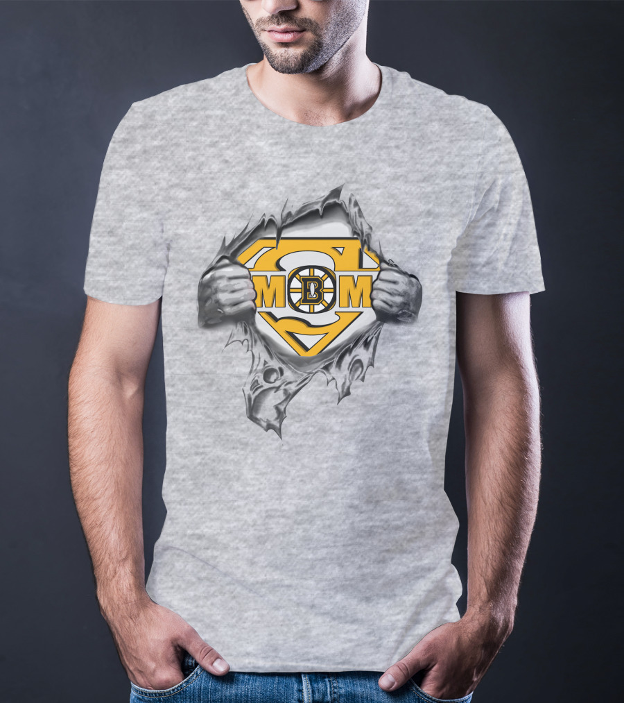 Boston Bruins Mom Logo Superhero T-Shirt