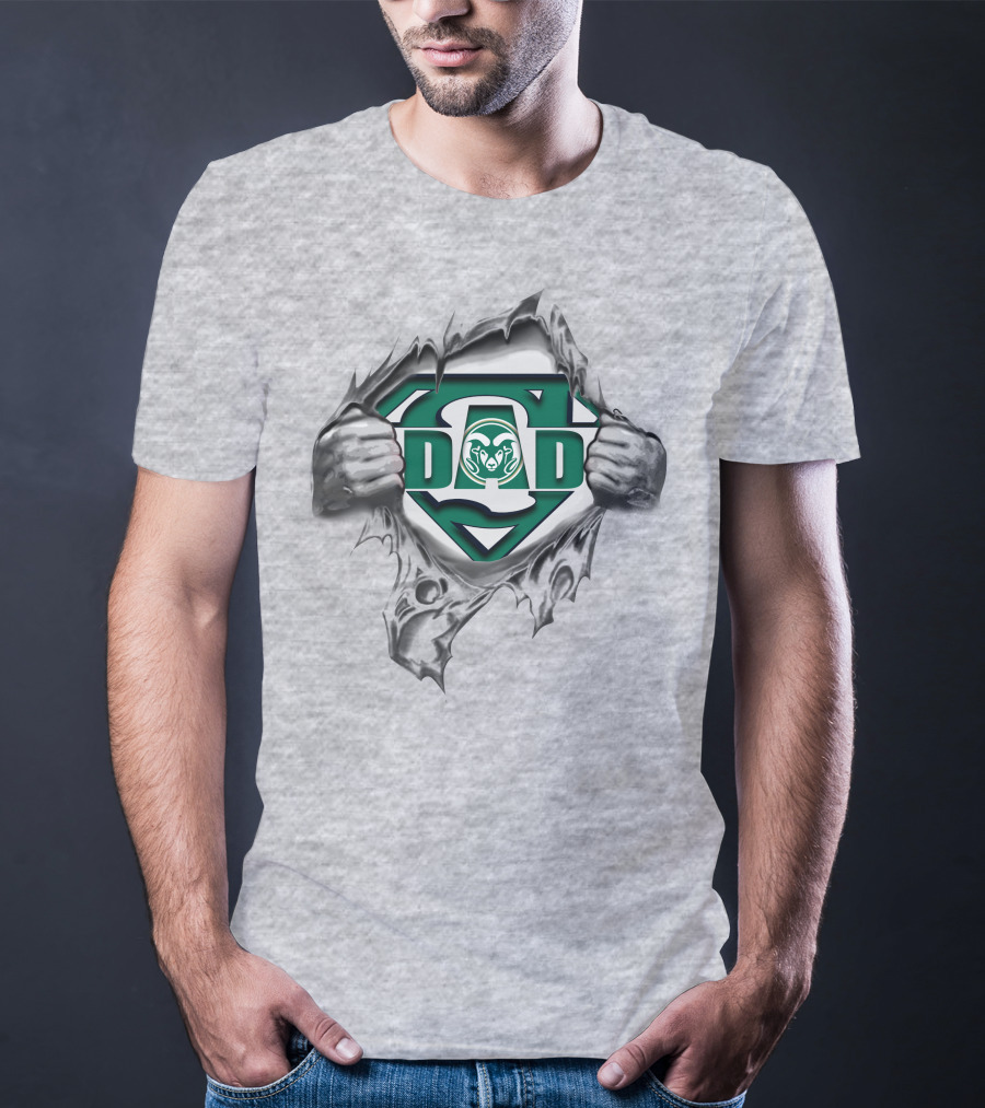 Colorado State Rams Super Dad Shield Logo With Ram T-Shirt