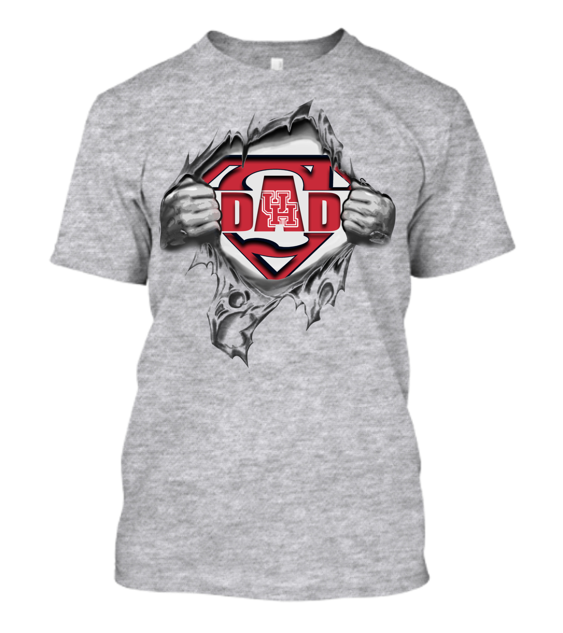 Houston Cougars Dad Superhero Emblem T-Shirt