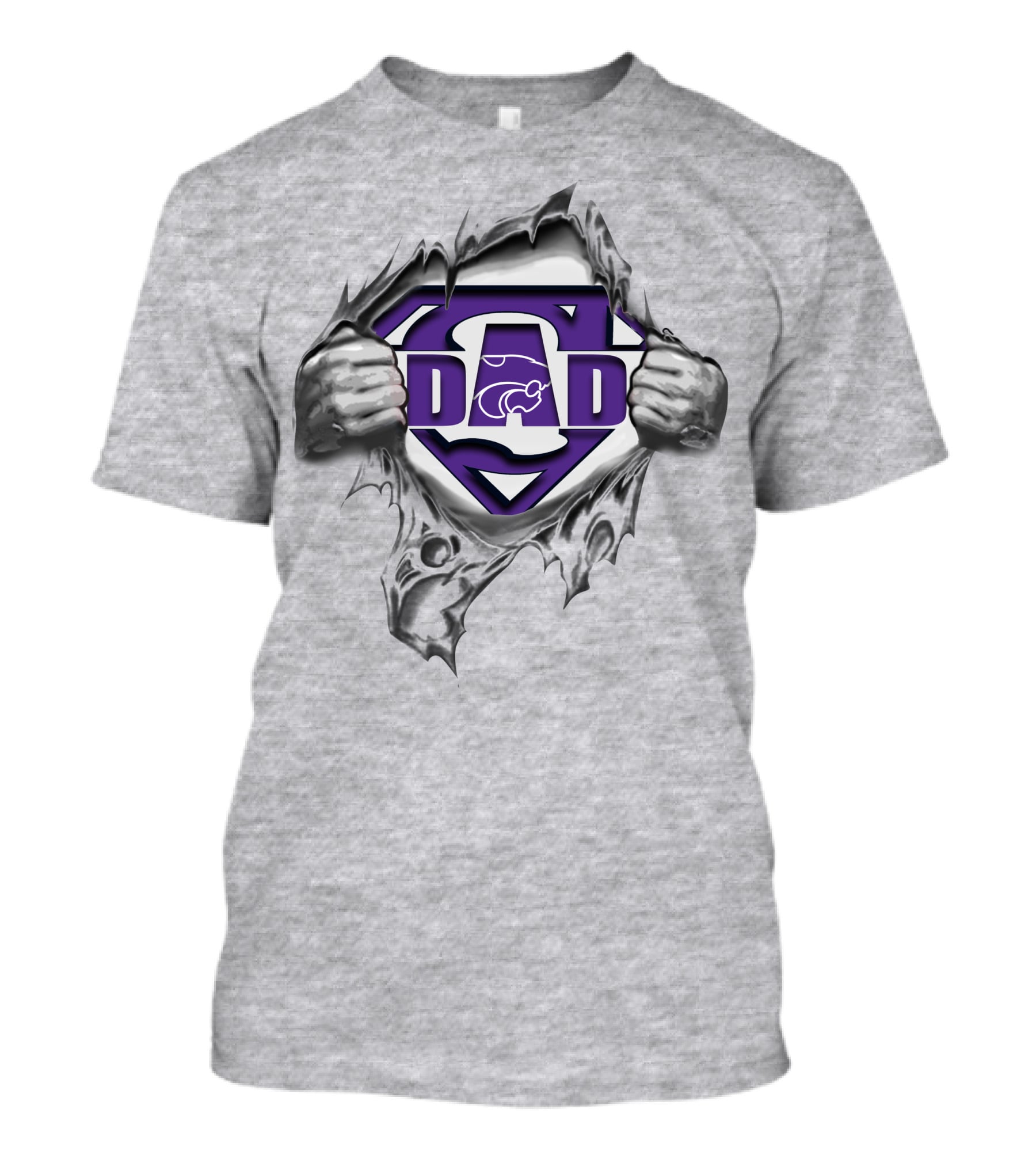 Kansas State Wildcats Dad Superhero Logo Rip T-Shirt