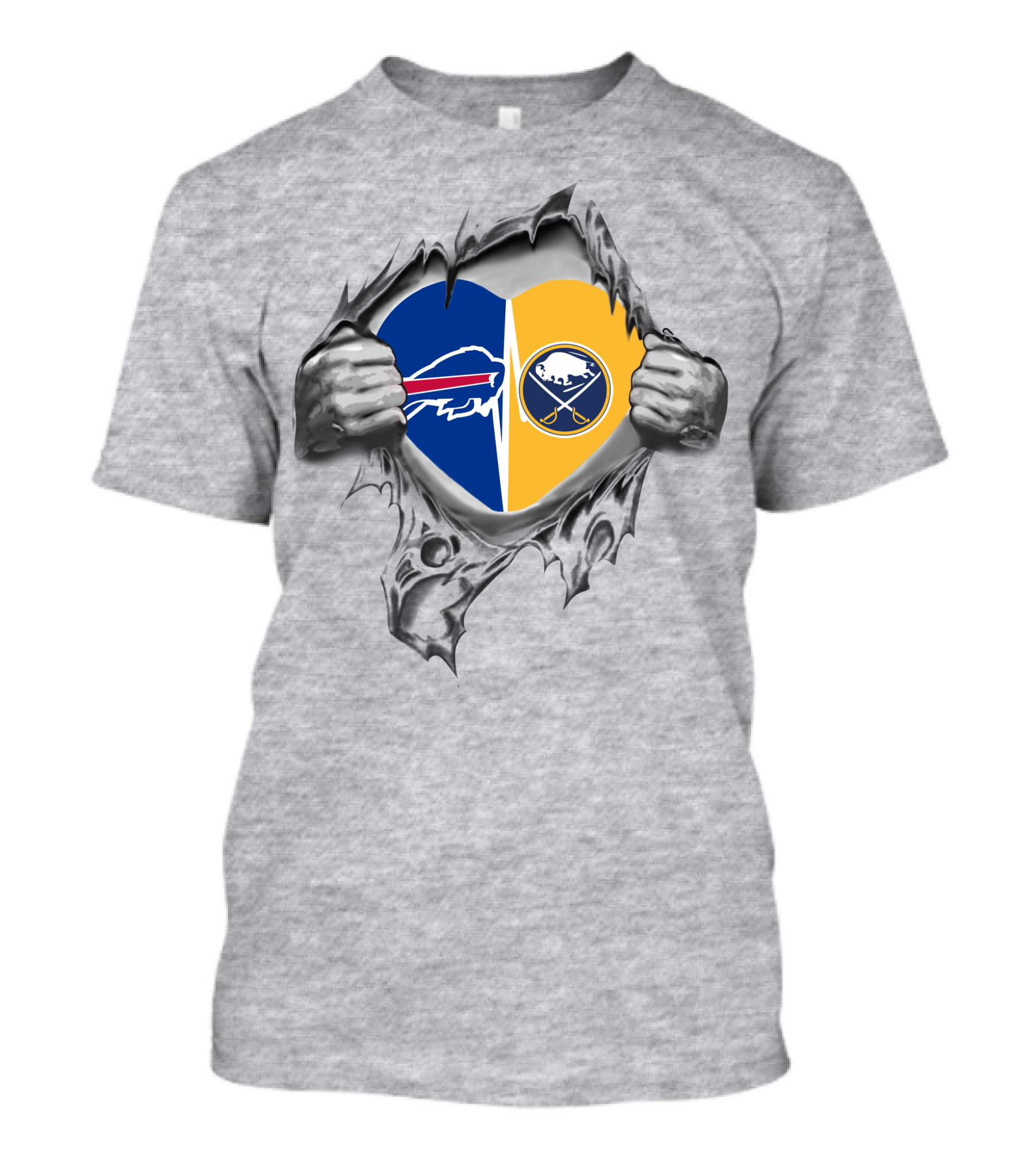 Buffalo Bills Sabres Heart Split Logo Fan Pride T-Shirt