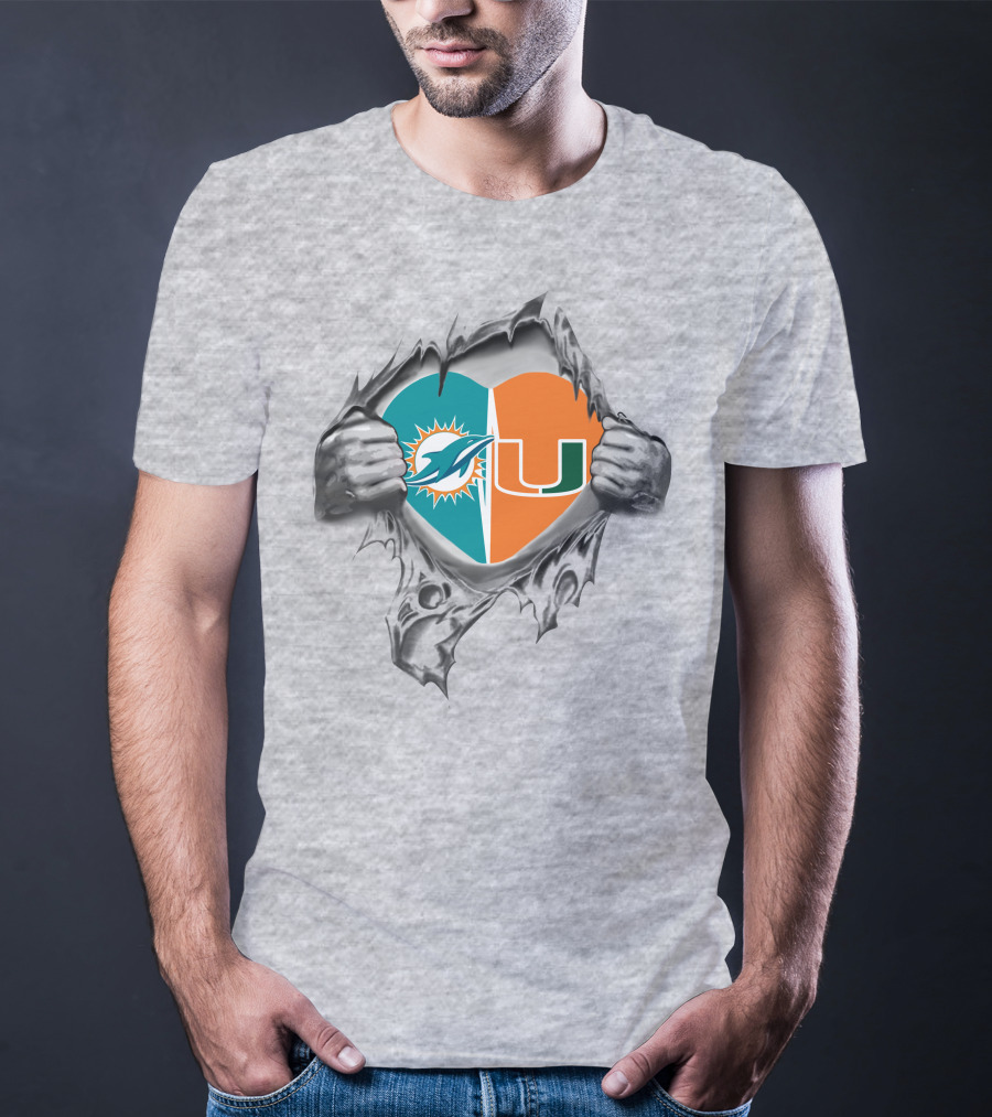 Miami Dolphins Hurricanes Heart T-Shirt