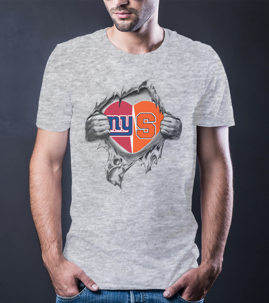 New York Giants Syracuse Orange Heart T-Shirt
