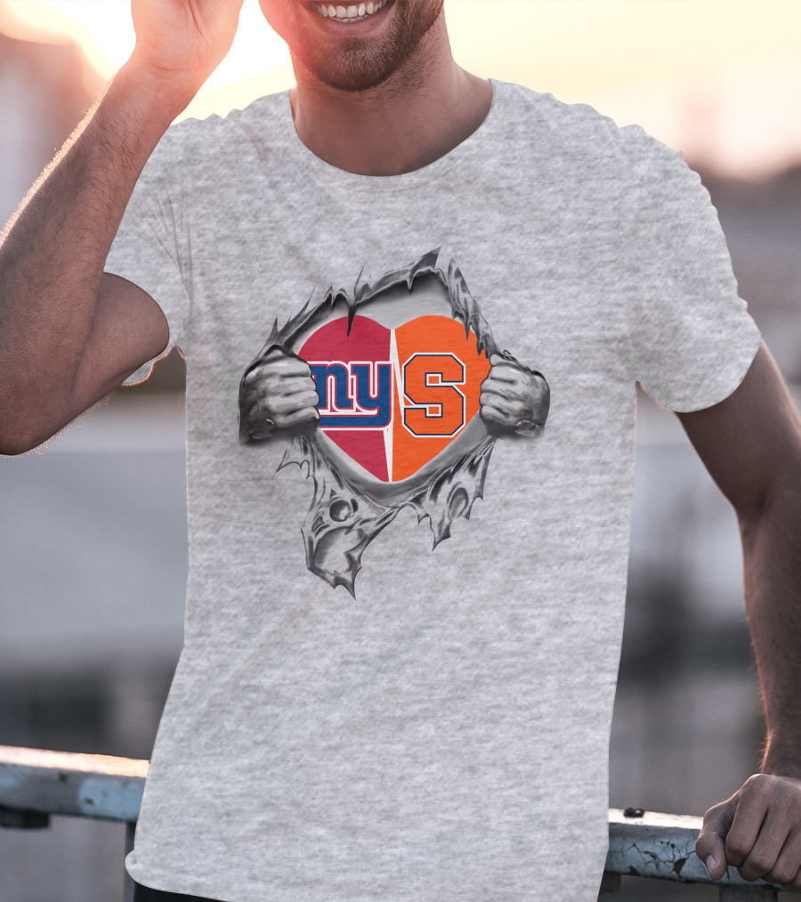 New York Giants Syracuse Orange Heart T-Shirt