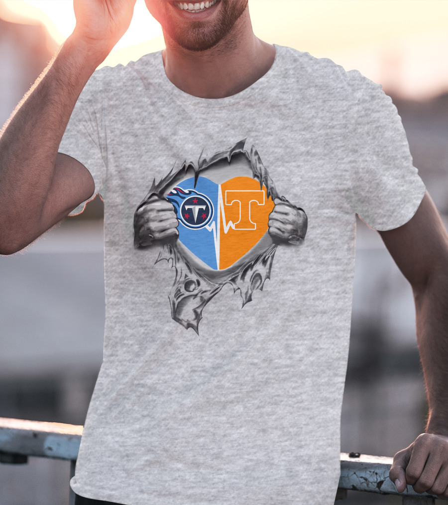 Titans Tennessee Volunteers Heartbeat Logo Fusion T-Shirt