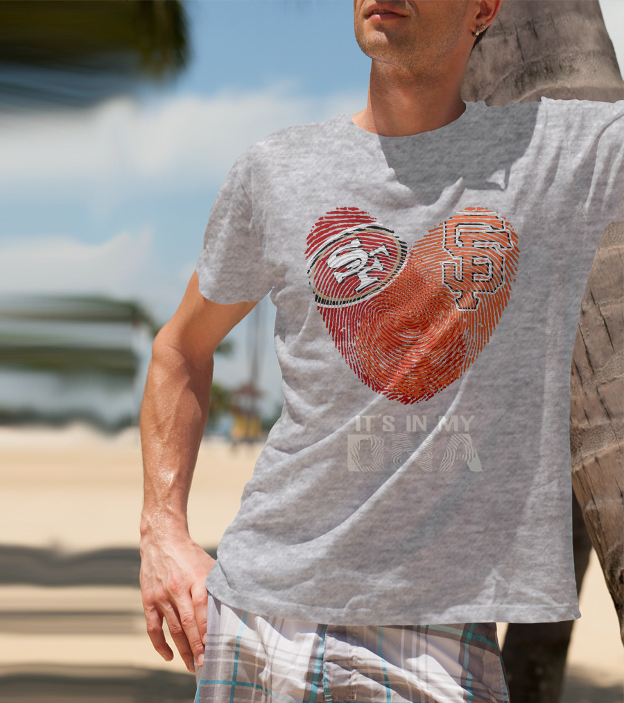 49ers Giants Heart Fingerprint It's In My Dna T-Shirt