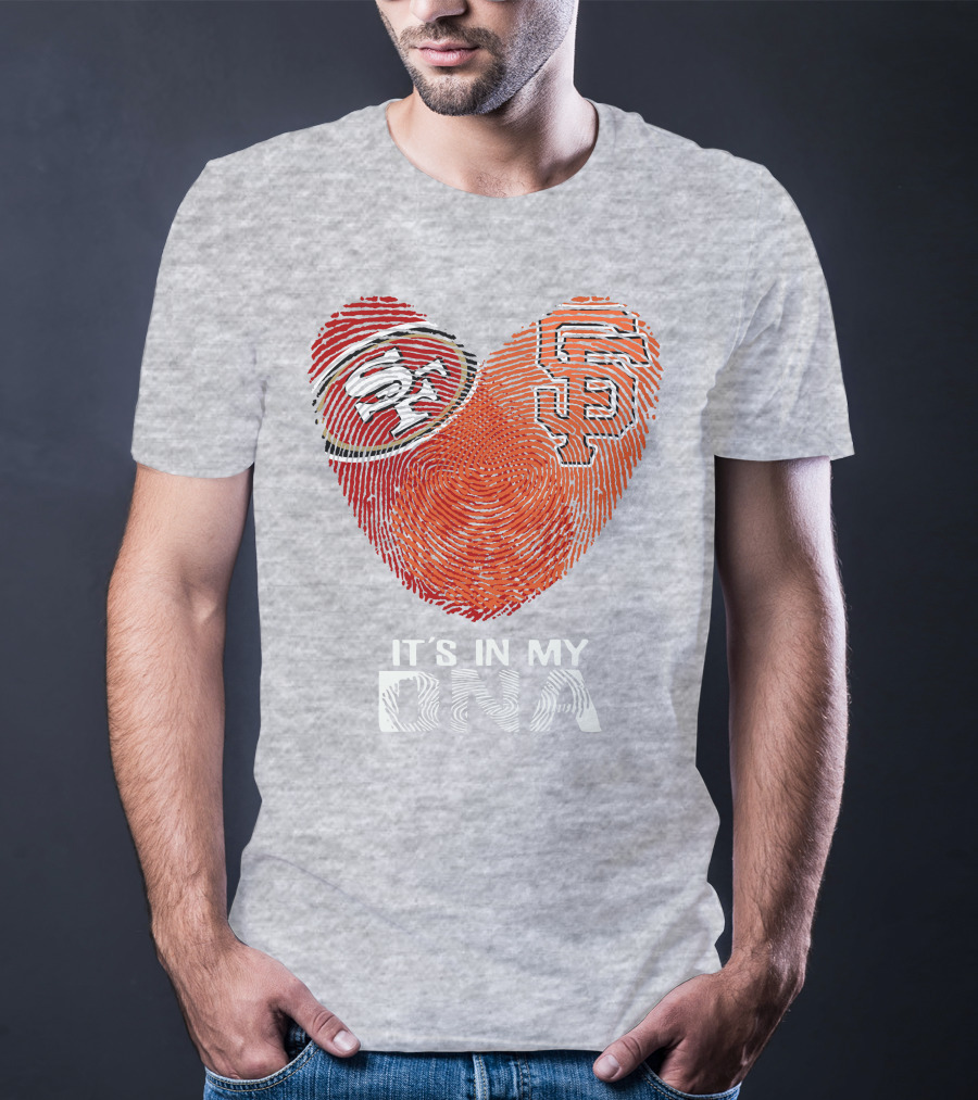49ers Giants Heart Fingerprint It's In My Dna T-Shirt