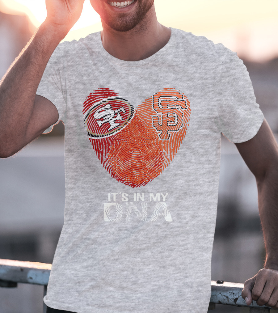 49ers Giants Heart Fingerprint It's In My Dna T-Shirt