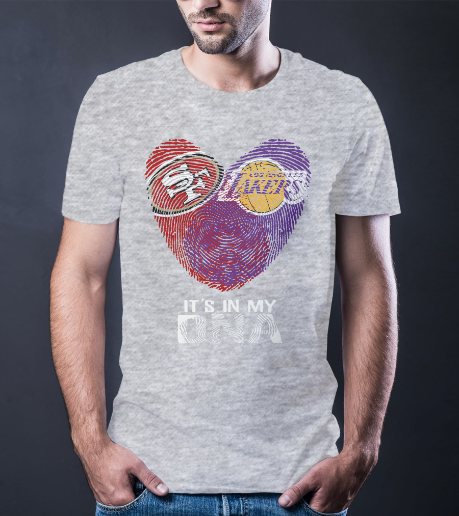 49ers Lakers It's In My Dna Fingerprint Heart T-Shirt